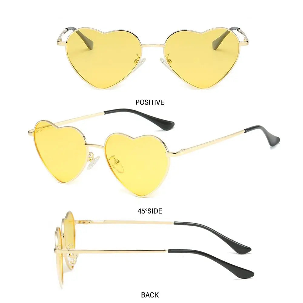 Heart-Shaped Sunglasses Heart Sun Glasses Shades Vintage 90s Glasses UV400 Protection Metal Frame Sunglasses Fancy Accessories