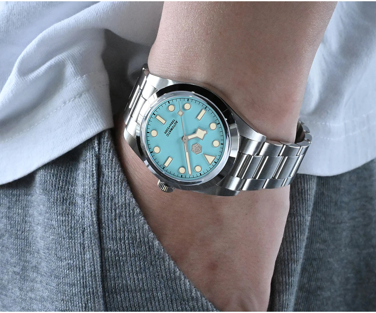 San Martin Men Luxury Watch 36mm BB36 Snowflake Hands Explore Series Sports Watches PT5000 Automatic Mechanical 10Bar BGW-9 Lume