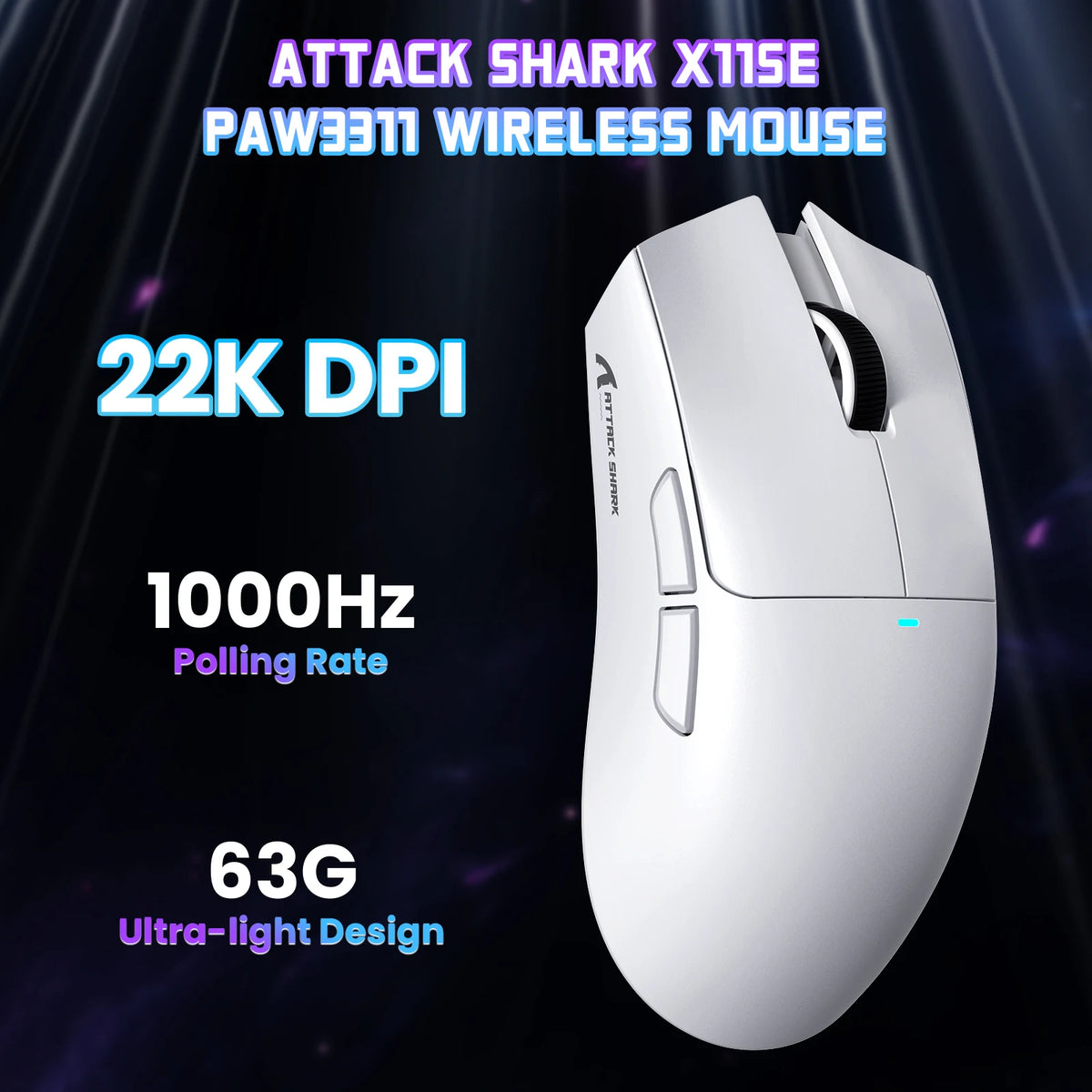 ATTACK SHARK X11SE Wireless Gaming Mouse, Tri-Mode Superlight Mouse with PAW3311 Sensor, 22000 DPI, 63g Ultra-Light RGB Gaming Mouse for PC, Laptop & Esports