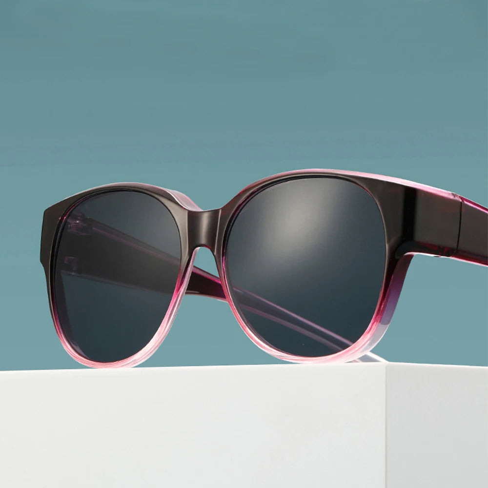 Summer UV Protection Driving Sunglasses Y2K Round Frame Wear Over Glasses Retro Fit Over Sunglasses for Women Men
