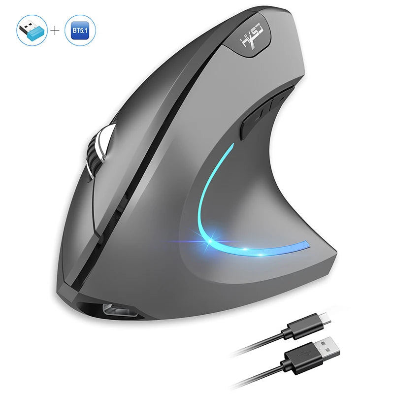 Wireless Mouse Bluetooth Vertical Mouse Dual-Mode Silent Mouse Rechargeable Gaming Mouse For Win Mac OS Laptop Computer Mouse