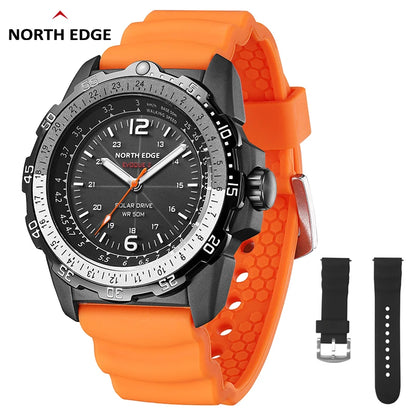 NORTH EDGE EVOQUE 2 Men Digital Military Watch Waterproof 50M Men's Sport Wristwatches Solar Power Luminous Enviormentally Clock
