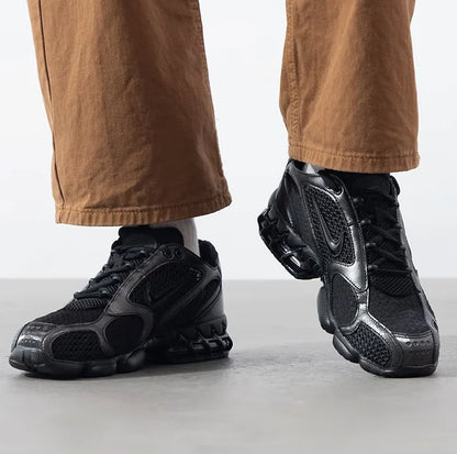 Nike Air Zoom Spiridon Cage 2 New Men's Pure Black Mesh Leather Patchwork Casual Sneakers Hm8497-010