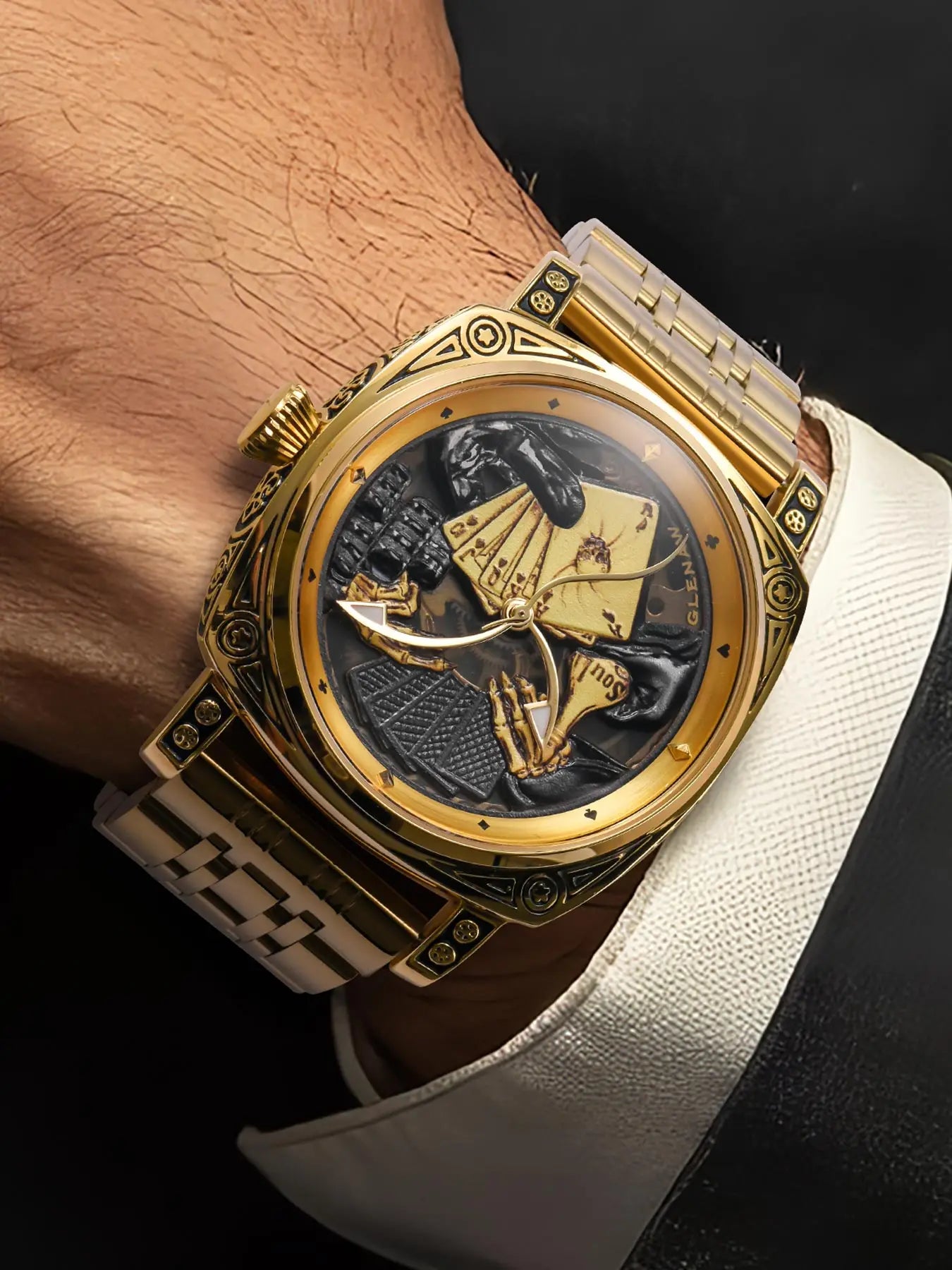 Glenaw Poker Series Top Brand Luxury Fashion Personalized Fully Automatic Mechanical Gold Watch Men's Waterproof Watch