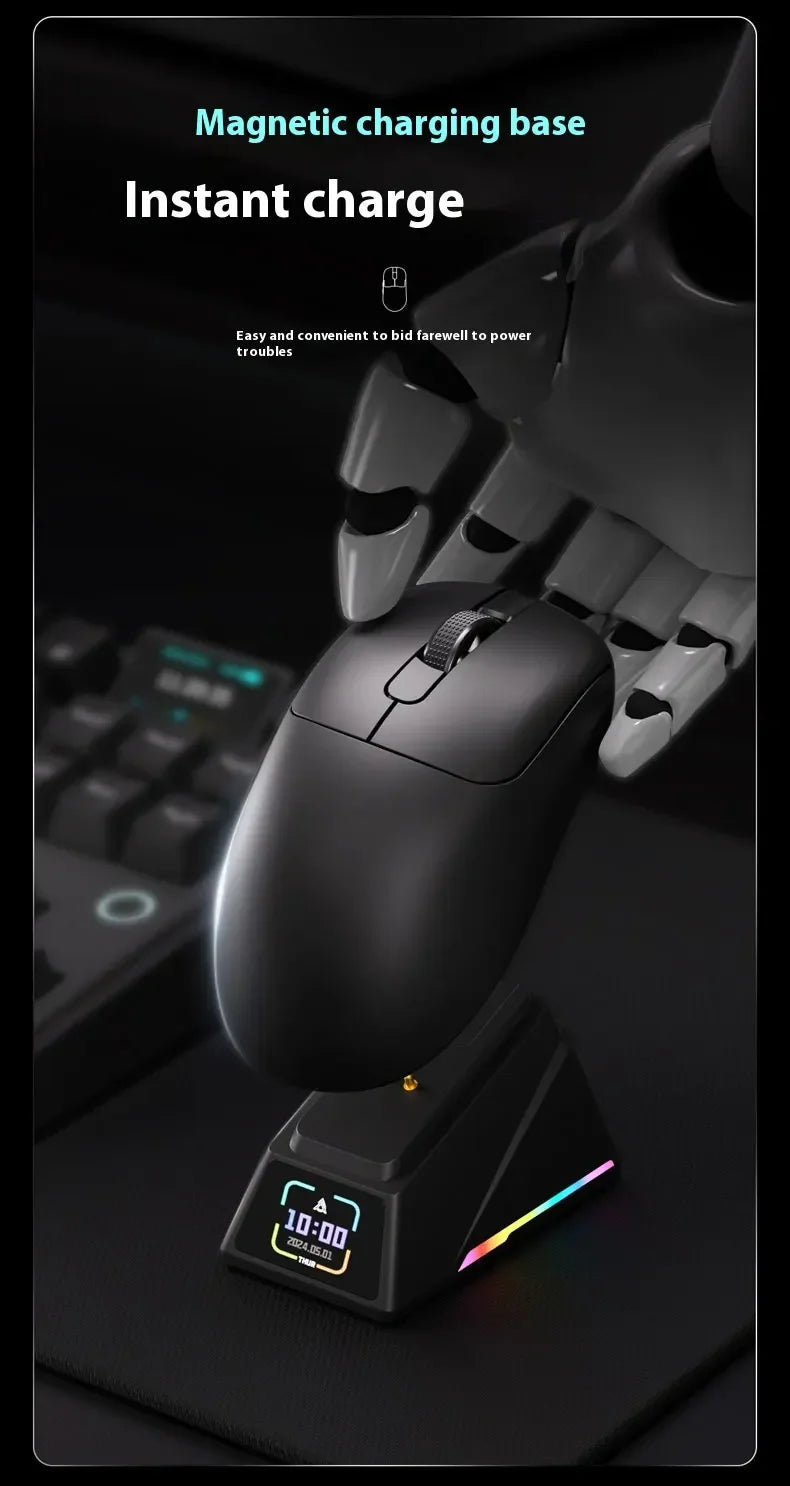 AJAZZ AJ179 APEX Wireless Gaming Mouse with RGB Display Dock, PAW3950 Sensor, Bluetooth, 8000Hz Polling Rate, Tri-Mode Gaming Mouse