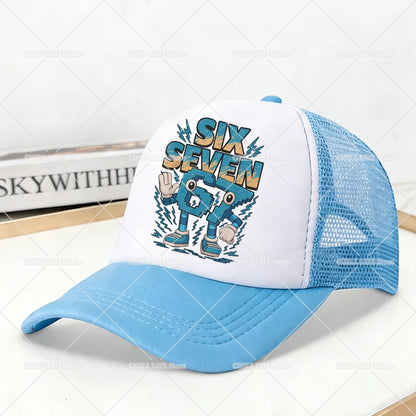Steal A Brainrot Mesh Baseball Caps Cartoon 67 Six Seven Adult Kids Sports Hats Boys Girls Summer Outdoor Sunshade Peaked Caps