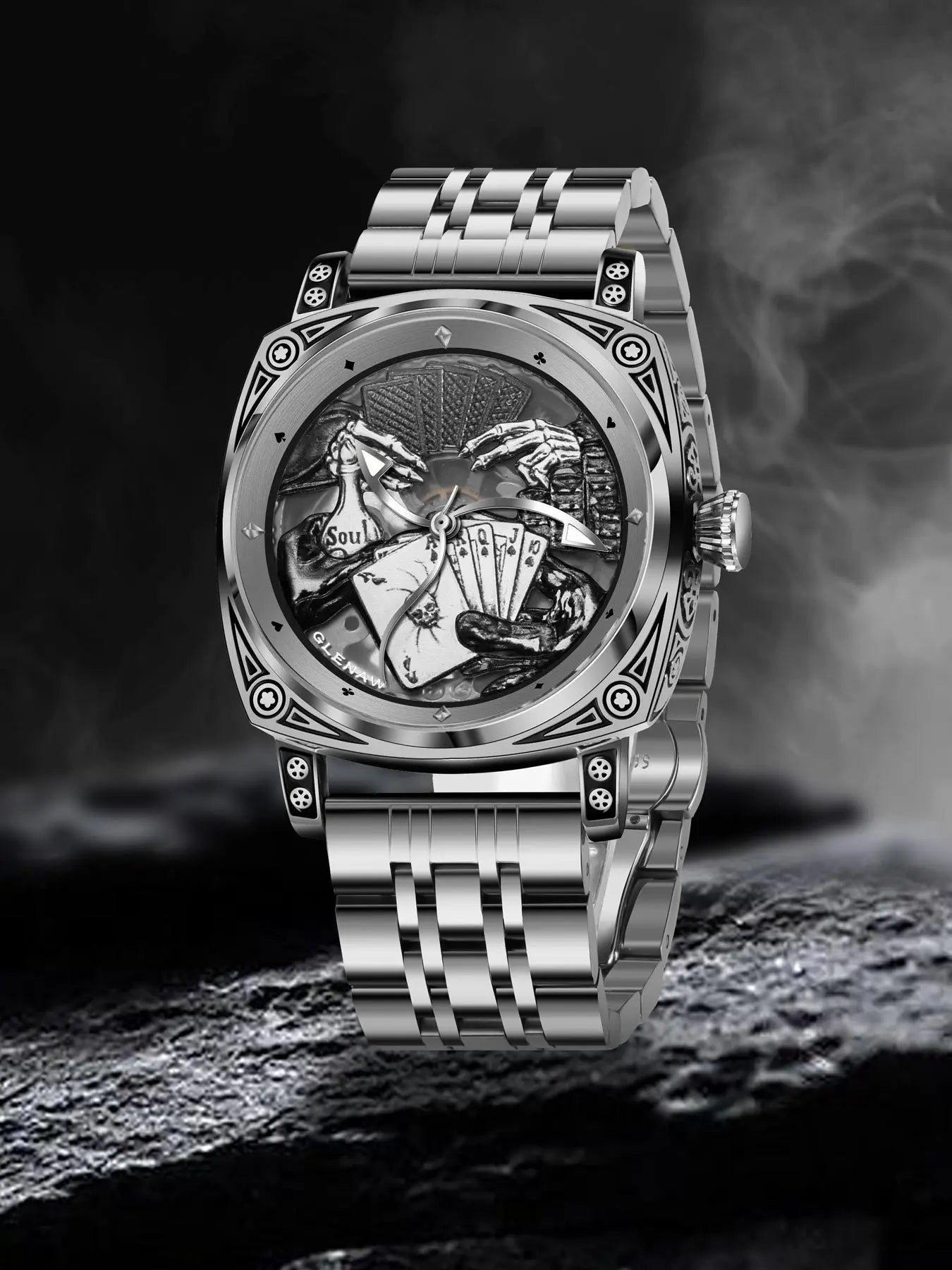Glenaw Poker Series Top Brand Luxury Fashion Personalized Fully Automatic Mechanical Gold Watch Men's Waterproof Watch