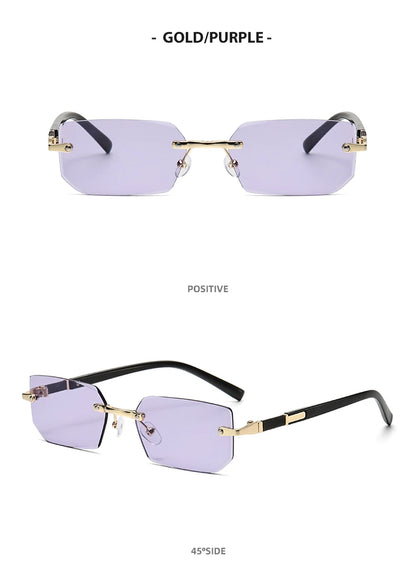 Trendy Rimless Sunglasses for Men Women Fashion Frameless Rectangle Sun Glasses Retro Shades Summer Traveling Eyewear UV400