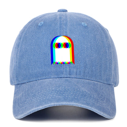 Colorful ghost print baseball cap suitable for daily dressing up and Halloween parties, adjustable outdoor sun protection hat