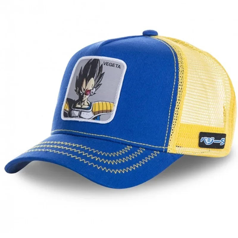 Dragon Ball Buu Goku sapka Nyári utazós csúcsos sapka Férfi hímzett hip-hop stílusú napellenzős állítható trucker hálós sapka