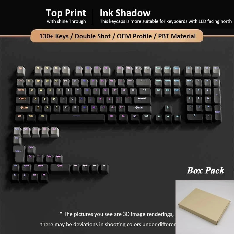 Conjunto de 133+ teclas OEM em gradiente para teclado mecânico gaming com switches Cherry MX, PBT retroiluminado RGB, layout ISO