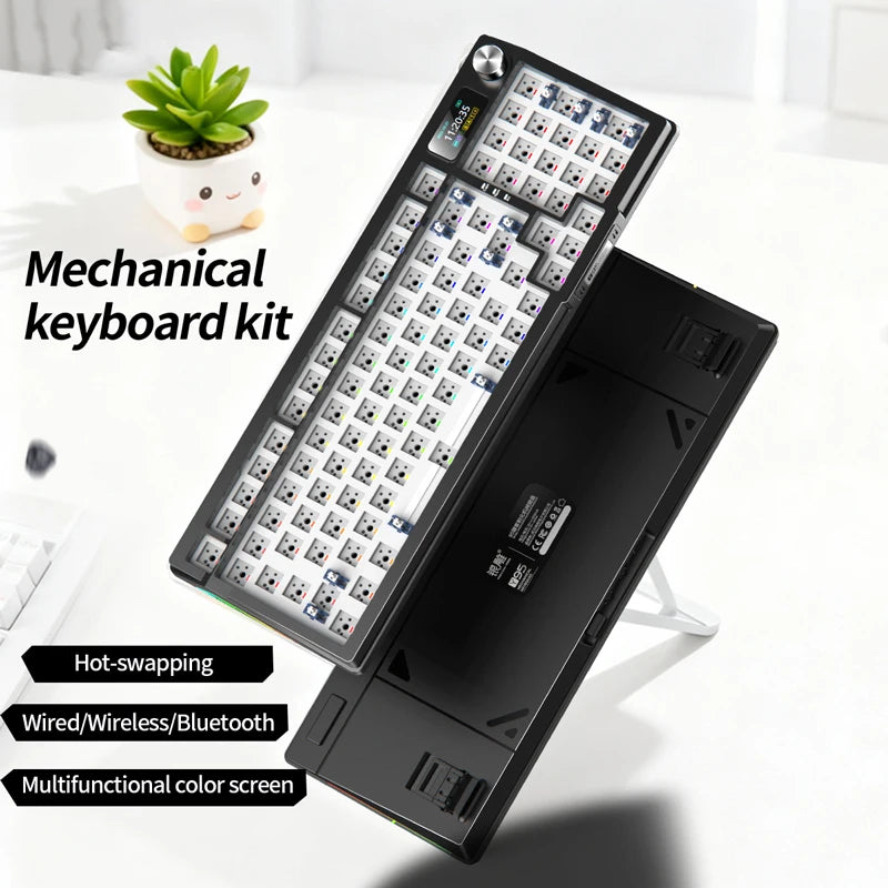 YINDIAOY95 Tastatur-Kit, Hotswap, TFT-Bildschirm, vollständige RGB-Hintergrundbeleuchtung, 2.4GHz Bluetooth, kabellose Custom-DIY-Mechanical-Tastatur