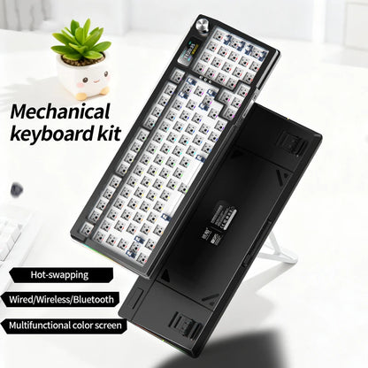 YINDIAOY95 Tastatur-Kit, Hotswap, TFT-Bildschirm, vollständige RGB-Hintergrundbeleuchtung, 2.4GHz Bluetooth, kabellose Custom-DIY-Mechanical-Tastatur