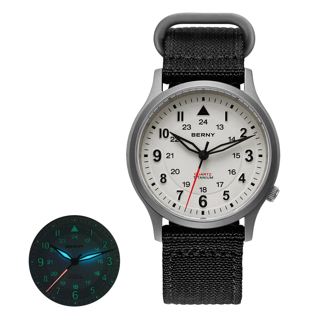 BERNY Full Titanium Watches for Men Outdoor Quartz Men's Field Wristwatch VH31 Super Luminous Sapphire Easy Read Watch