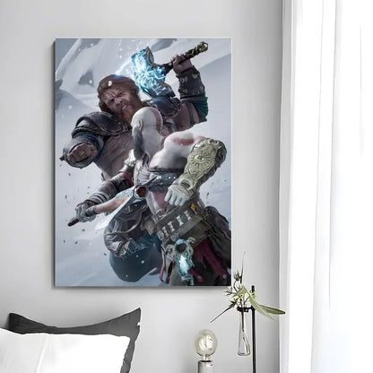 Game G-God of War Poster  Self-adhesive Art Waterproof Paper Sticker Coffee House Bar Room Wall Decor