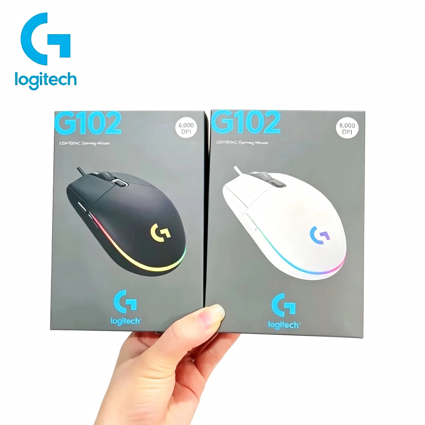 Logitech G102 Wired Gaming Mouse 8000 DPI Optical RGB USB Gaming Mouse for PC, Esports, Laptop & Desktop