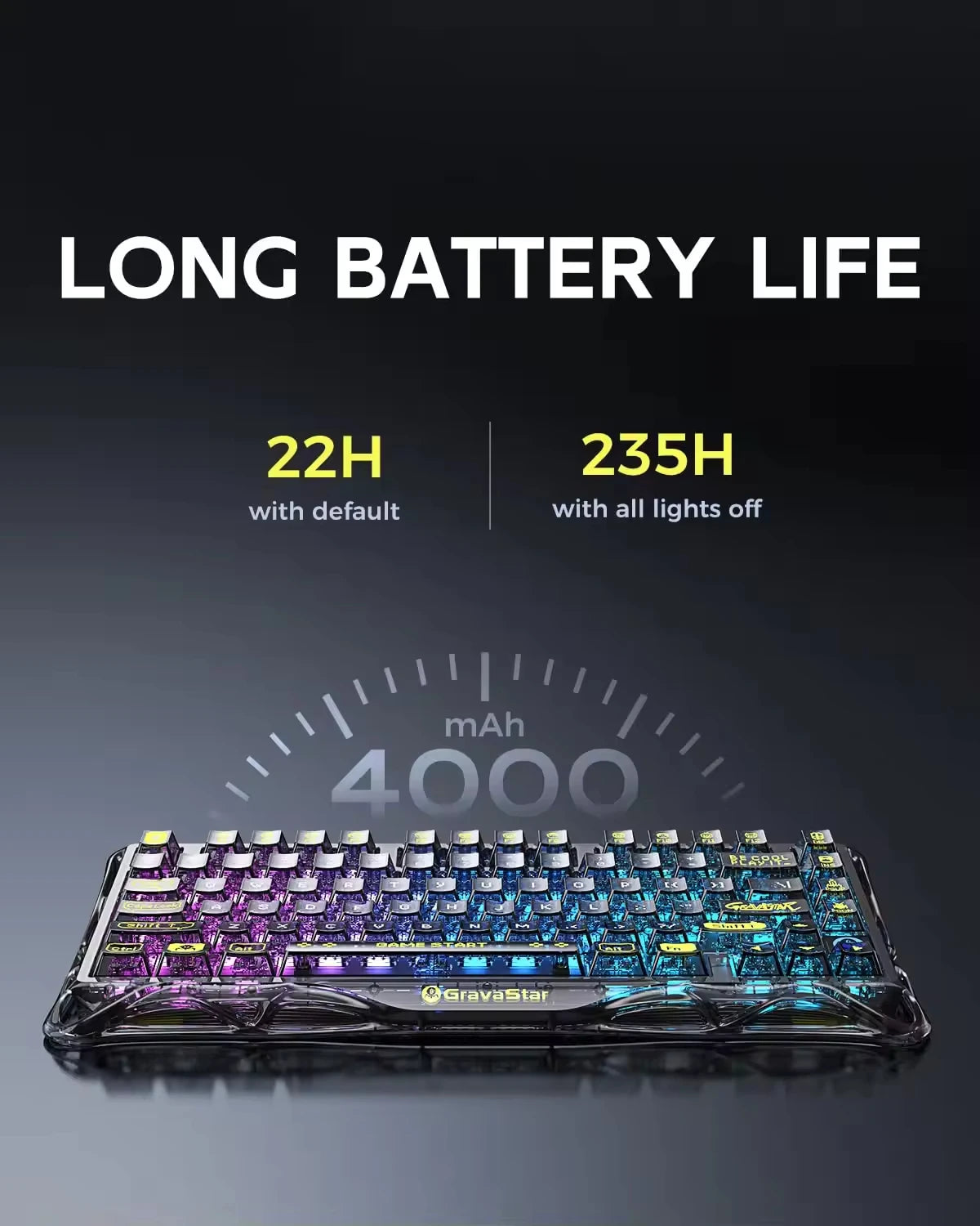 GravaStar Mercury K1 lite Transparent Black Gaming Keyboard, 100% original,Gasket Hot Swappable Mechanical Keyboard,RGB Keyboard