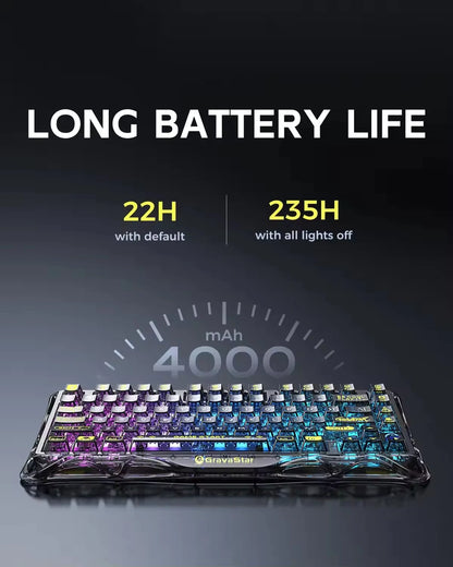 GravaStar Mercury K1 lite Transparent Black Gaming Keyboard, 100% original,Gasket Hot Swappable Mechanical Keyboard,RGB Keyboard