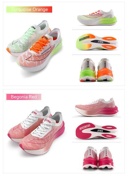 IRUNSVAN Scarpe da running professionali per maratona con piastra in carbonio e nylon, leggere e ammortizzate, sneakers outdoor da allenamento per uomo e donna