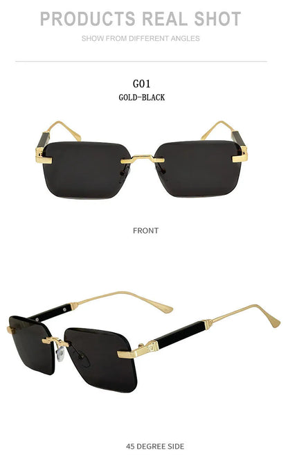 New 2024 Square Sunglasses Women Trendy Vintage Designer Rimless Sunglasses For Men Vacation Fashion Glasses Lentes De Sol Mujer