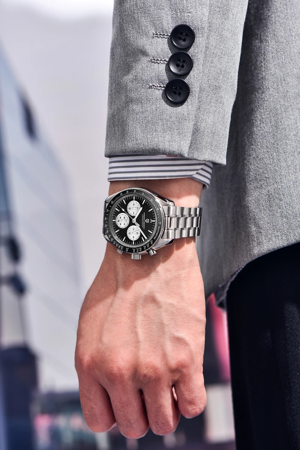 PAGANI DESIGN Moon watch – Luxury quartz chronograph for men, sporty style, sapphire crystal with anti-reflective coating, luminescent display