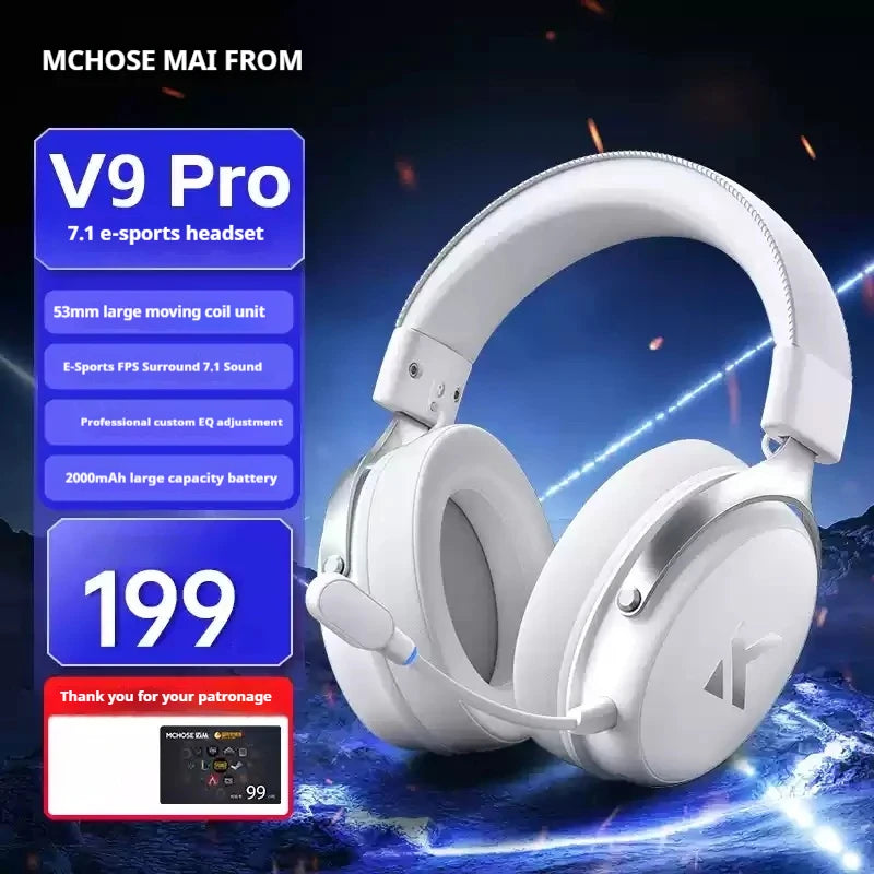 MCHOSE V9 Pro Wireless Bluetooth Headset with Tri-Mode Mic Noise Reduction Dynamic Sound And Low Delay Office And Gaming Gifts