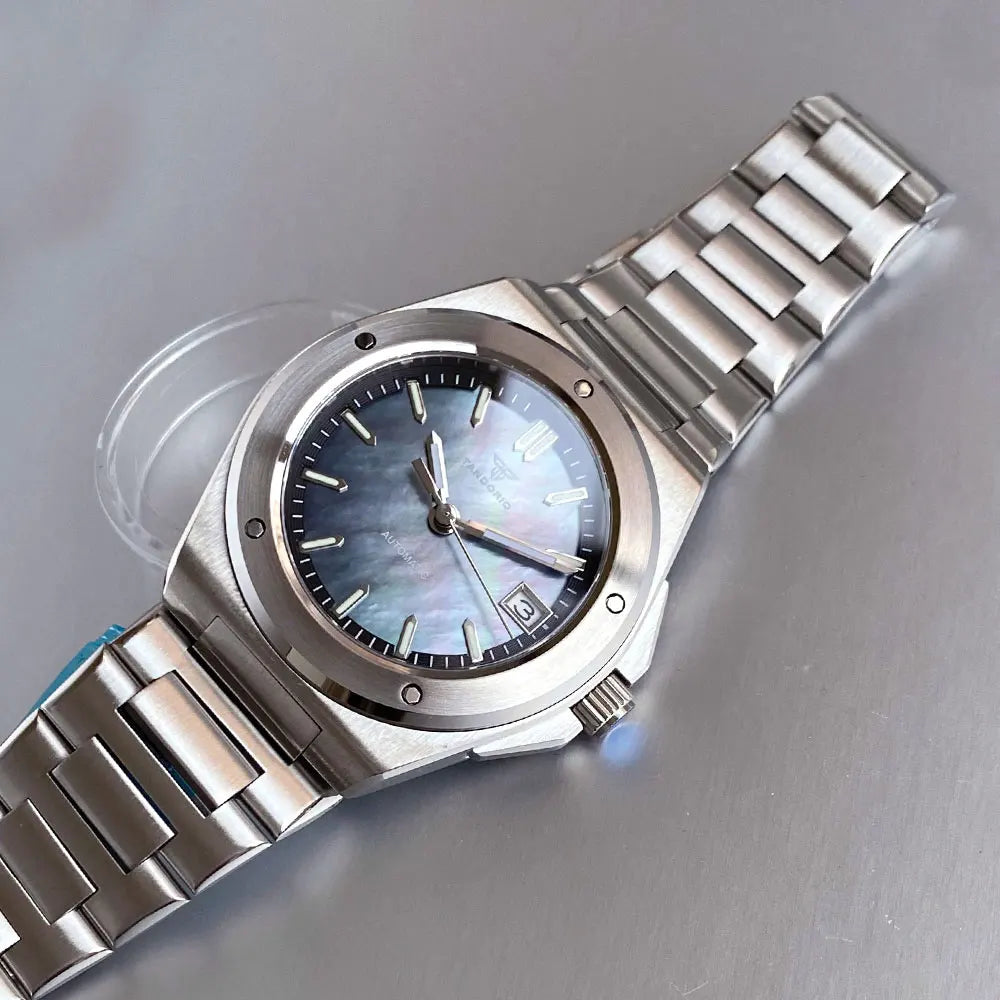 Tandorio 200M Diving 40mm Black White Shell Dial Lume NH35Automatic Men Watch Sapphire Glass Stainless Steel Bracelet 2025