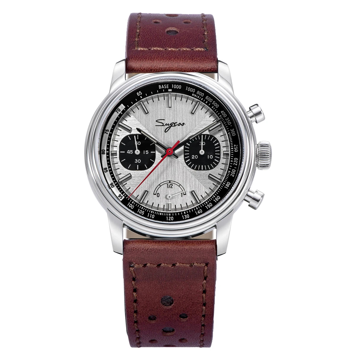 Sugess Watch of Men Pilot 1963 Wristwatches ST1906 Chronograph Handwind Movement Domed Sapphire Waterproof PowerReserve Lume V2
