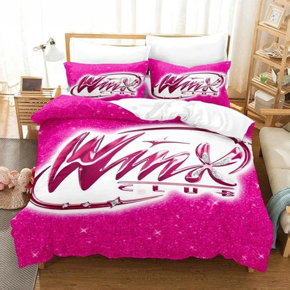 Anime W-Winx Clubs Duvet Cover Pillowcase Bedding Set Adult Boy Girl Bedroom Decoration Children Gift Single Double Large Size