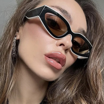 2025 New Fashion Cat Eye Small Oval Women Sunglasses Men Trendy Y2K Punk Sun Glasses Female Travel Shade Vintage Eyewear UV400