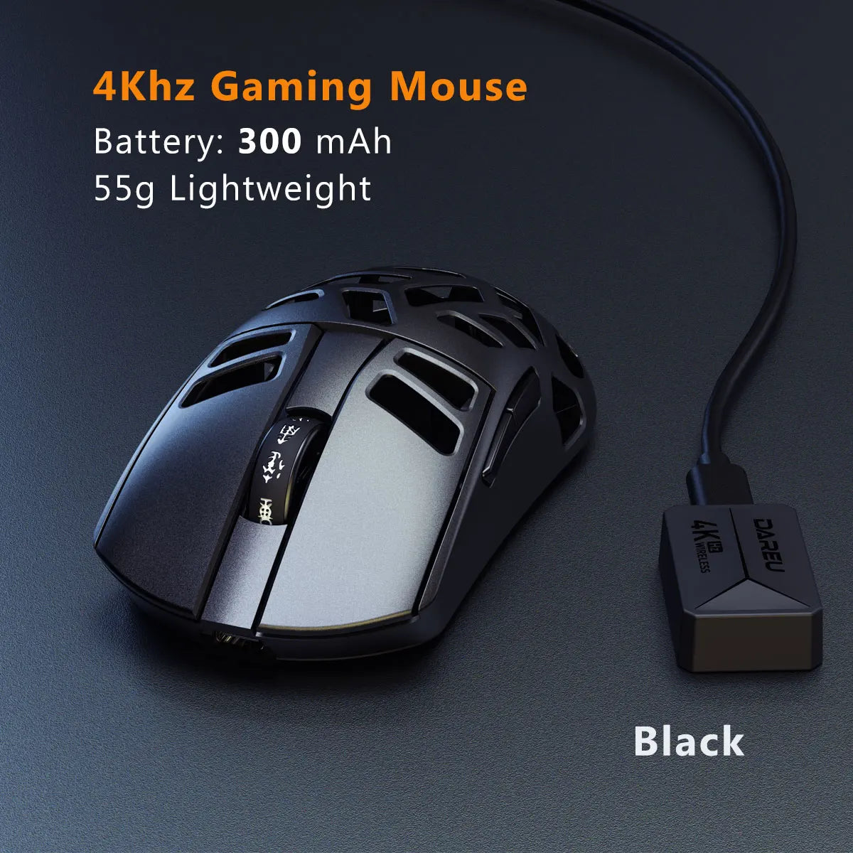 DAREU Al-mg Tri-mode 8Khz PBT trådløs gamingmus med hurtigopladning, PAW3950, 30000 DPI, letvægtsdesign til PC-gamere