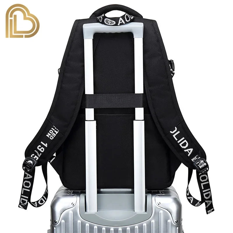 Yule Trooper F-Fortnited Battle Royale Backpack with USB Charging Anime Figures Study Stationery Compartment Students Mochila