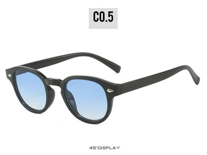 Simple Vintage Round Sunglasses Women Men 2025 Luxury Brand Design Retro Rivet Yellow Blue Lens Square Sun Glasses Female UV400