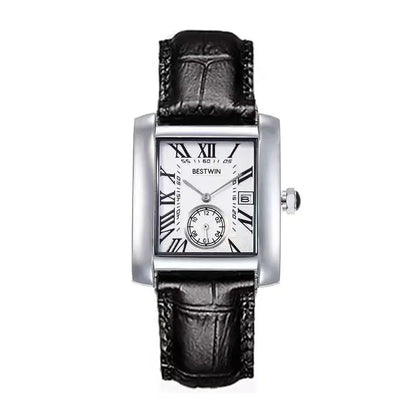 Luxury Men's Watch Men's Gold White Roman Digital Quartz Watch Metal Strap Rectangle Classic Brand Watch Business Men's Clock