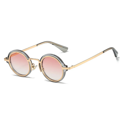 New Retro Small Round Frame Sunglasses for Men's Personalized Steampunk Outdoor Driving Sunglasses Street Photography
