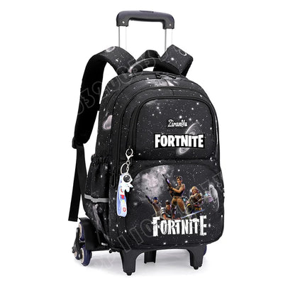 Чанта с колелца Fortnite за лесно изкачване на стълби, аниме, водоустойчива раница на колелца с голям капацитет за ученици, ежедневна пътна чанта