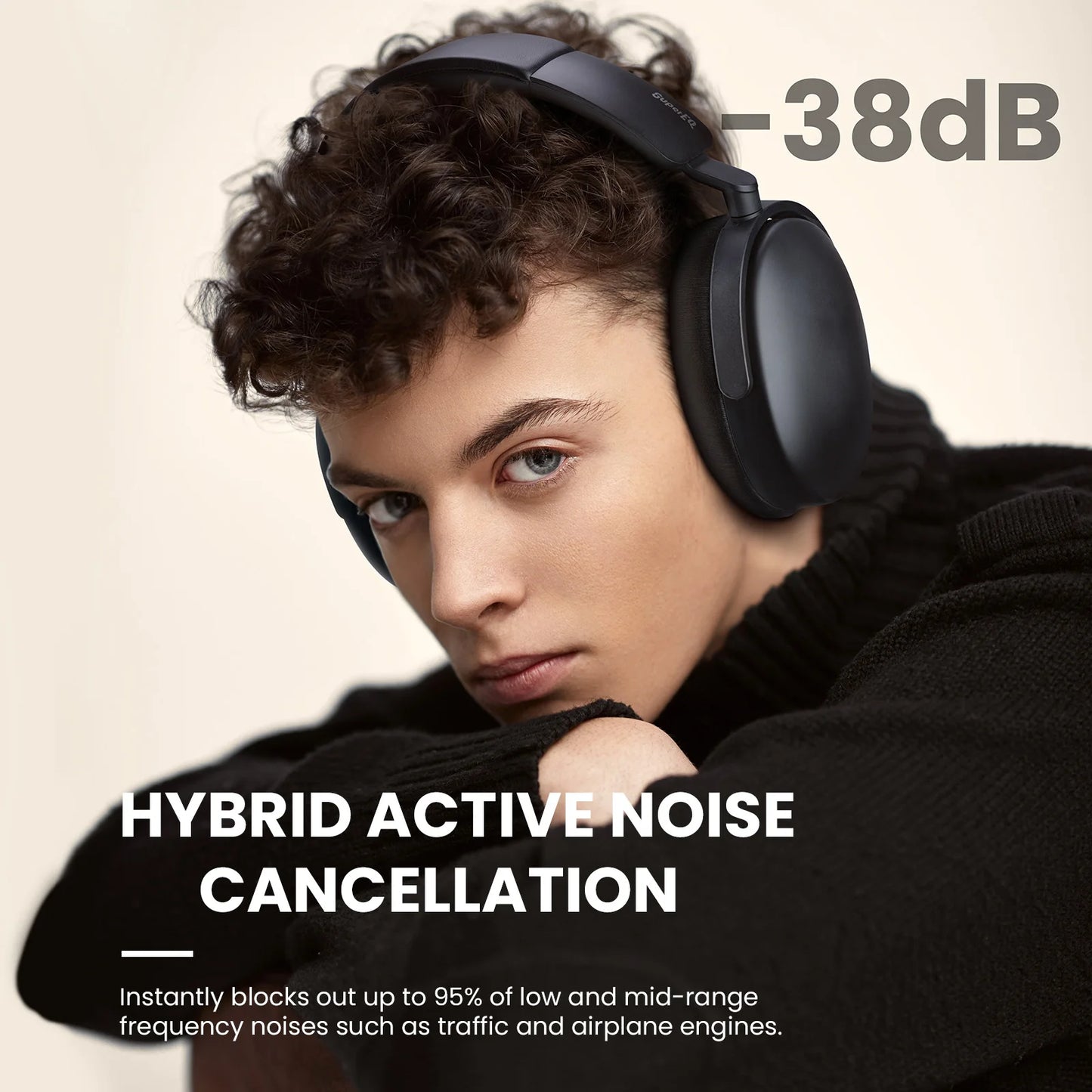 Auscultadores Bluetooth 5.4 Sem Fios Oneodio SuperEQ A200 ANC – Auscultadores Over-Ear com Cancelamento de Ruído, Microfone ENC, Áudio Hi-Res e Controlo por App