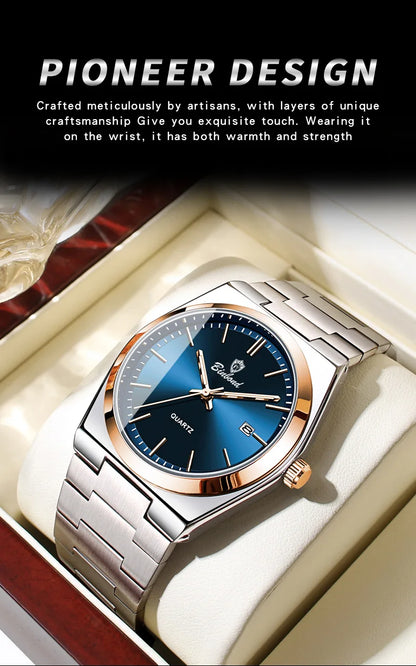 UTHAI Men Watch Light Luxury Brand Stainless Steel Calendar Waterproof Male Business Leisure Fashion Quartz Clock Watch