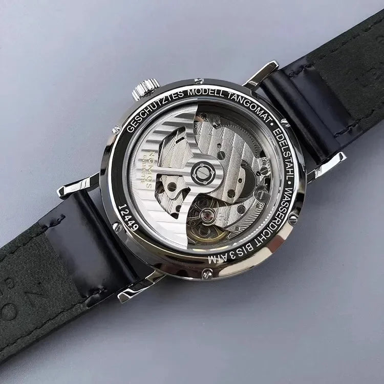 Men's 38mm automatic mechanical watch, compatible with Sea-Gull ST1731 movement, featuring a calendar, water resistance, and a t