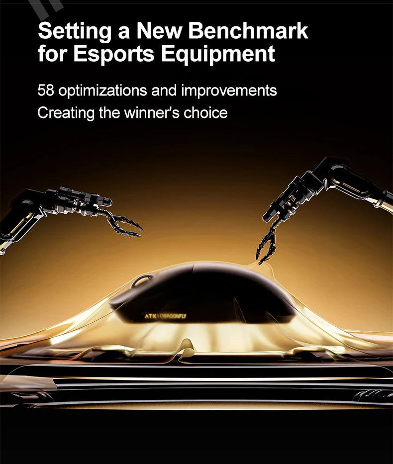 „ATK Dragonfly A9 Ultimate“ belaidė žaidimų pelė, „PAW3950 Ultra 8 kHz“ ergonomiška lengva žaidimų pelė, skirta FPS, e. sportui ir „CSGO“