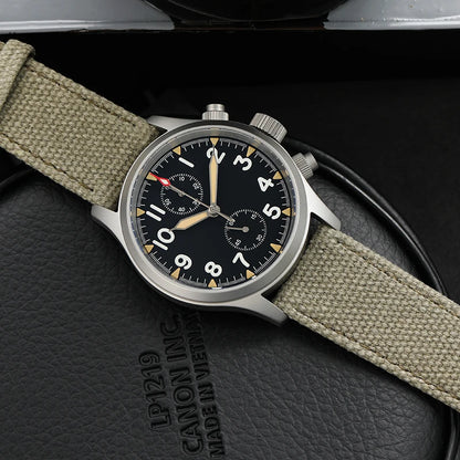 Militado ML1868KF Retro VK67 Quartz Chronograph Watch Stainless Steel Case 3 Dial Waterproof 100M  Multifunction Military Watch