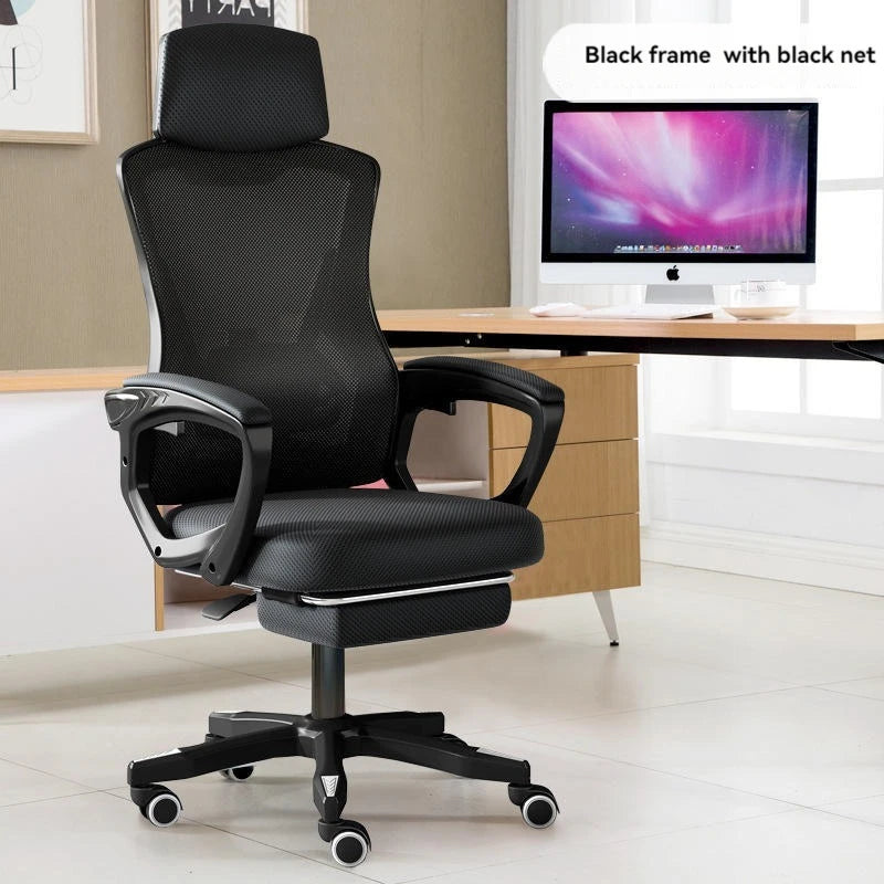 High Density Mesh Office Chair with Footrest, Ergonomic Home Office Chair, Adjustable Executive Swivel Chair with Comfortable Foam Seat