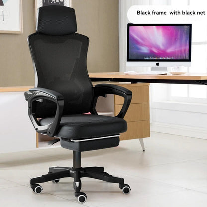 High Density Mesh Office Chair with Footrest, Ergonomic Home Office Chair, Adjustable Executive Swivel Chair with Comfortable Foam Seat