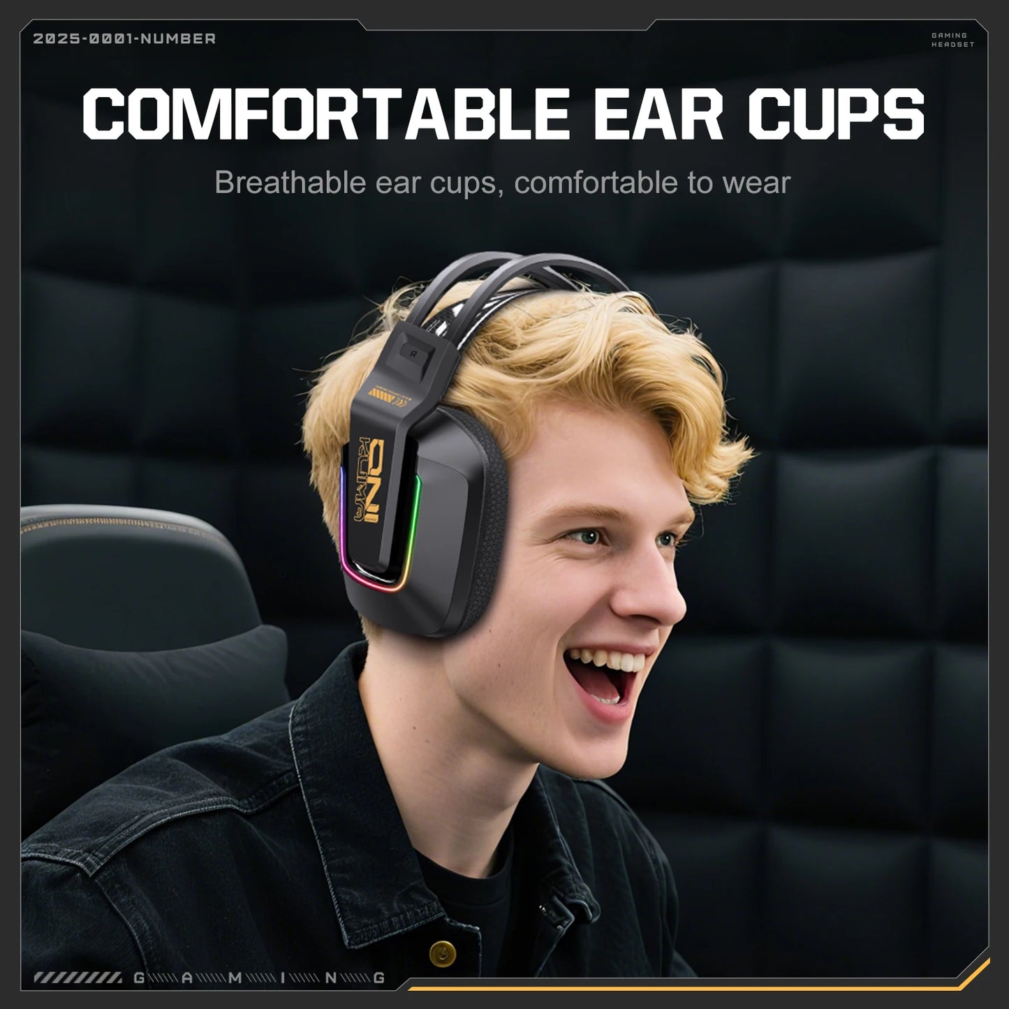 Auscultadores Gaming Sem Fios ONIKUMA GT828 Bluetooth 5.3 RGB com Microfone, Cancelamento de Ruído e Ligação em 4 Modos para PC, PS5 e Portátil