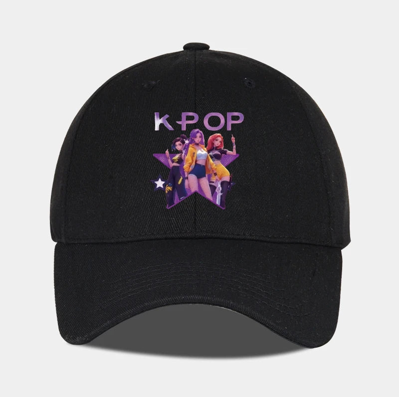 K-POP Cartoon Girl Group Star Print Soft-Peak Baseball Cap - Unisex Casual Retro Adjustable Dad Cap - Y2K Sun Hat