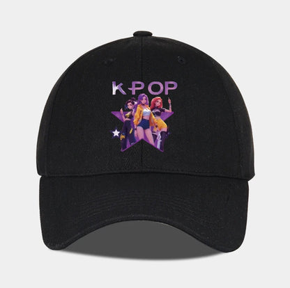 K-POP Cartoon Girl Group Star Print Soft-Peak Baseball Cap - Unisex Casual Retro Adjustable Dad Cap - Y2K Sun Hat