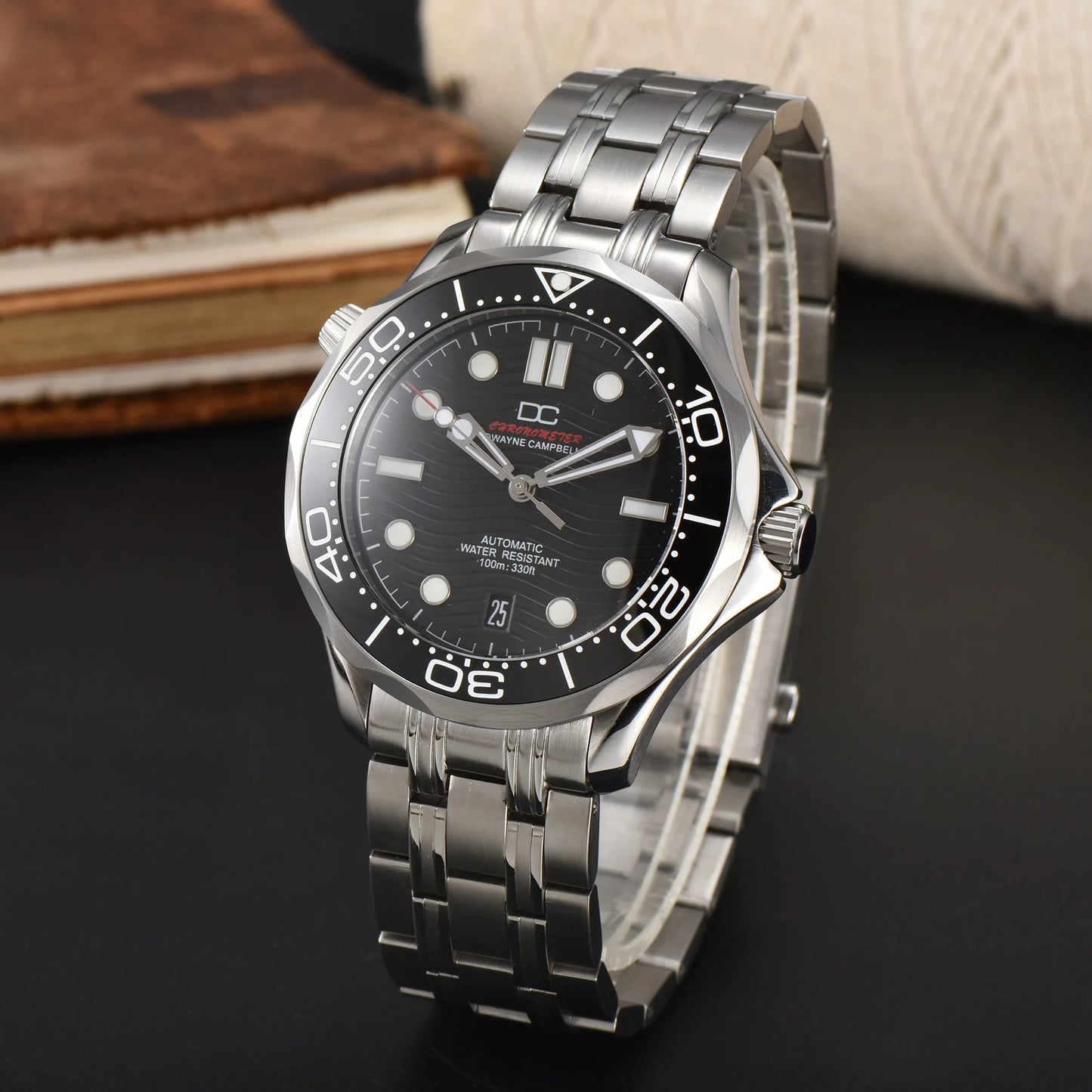 DWAYNE CAMPBELL Top-Luxus-NH35-Automatikuhr für Herren, mechanisch, Keramiklünette, wasserdichte klassische Business-Armbanduhr