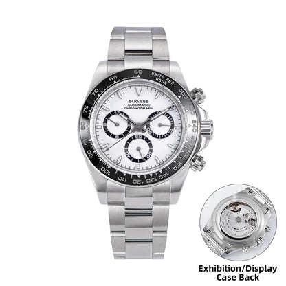 Sugess Diving Mens Watch Panda Automatic Mechanical Chronograph Peacock SL4801 Movement Wristwatch Waterproof Ceramic Bezel New