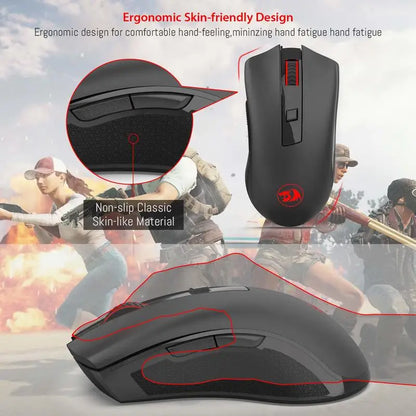 Mouse wireless ottico Redragon M652 2.4G con ricevitore USB, mouse portatile per gaming e ufficio, 5 livelli DPI regolabili