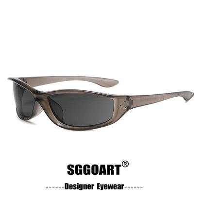 Rivets Y2K Sports Punk Sunglasses Women Designer Rectangle Goggle Men Luxury Sun Glasses UV400 Driving Cycling Fashion Eyewear